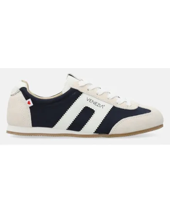 Pantofi sport cu garnituri din piele intoarsa si profil jos