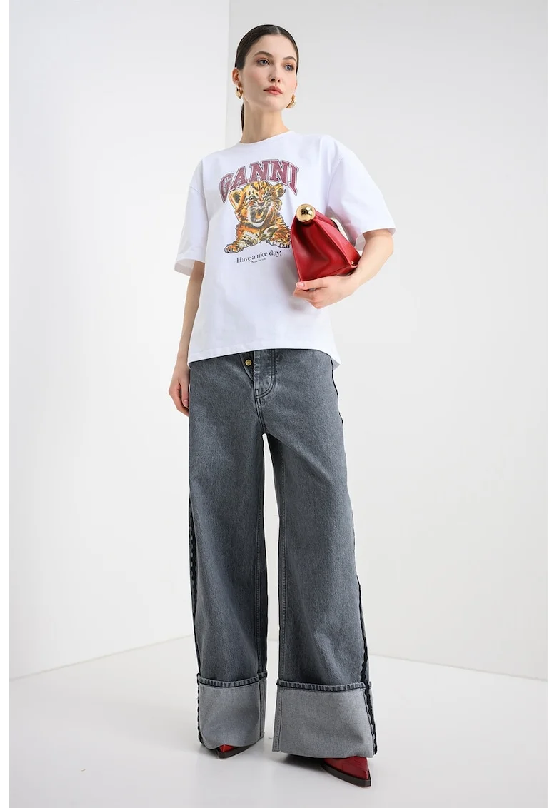 Tricou lejer cu logo, Alb