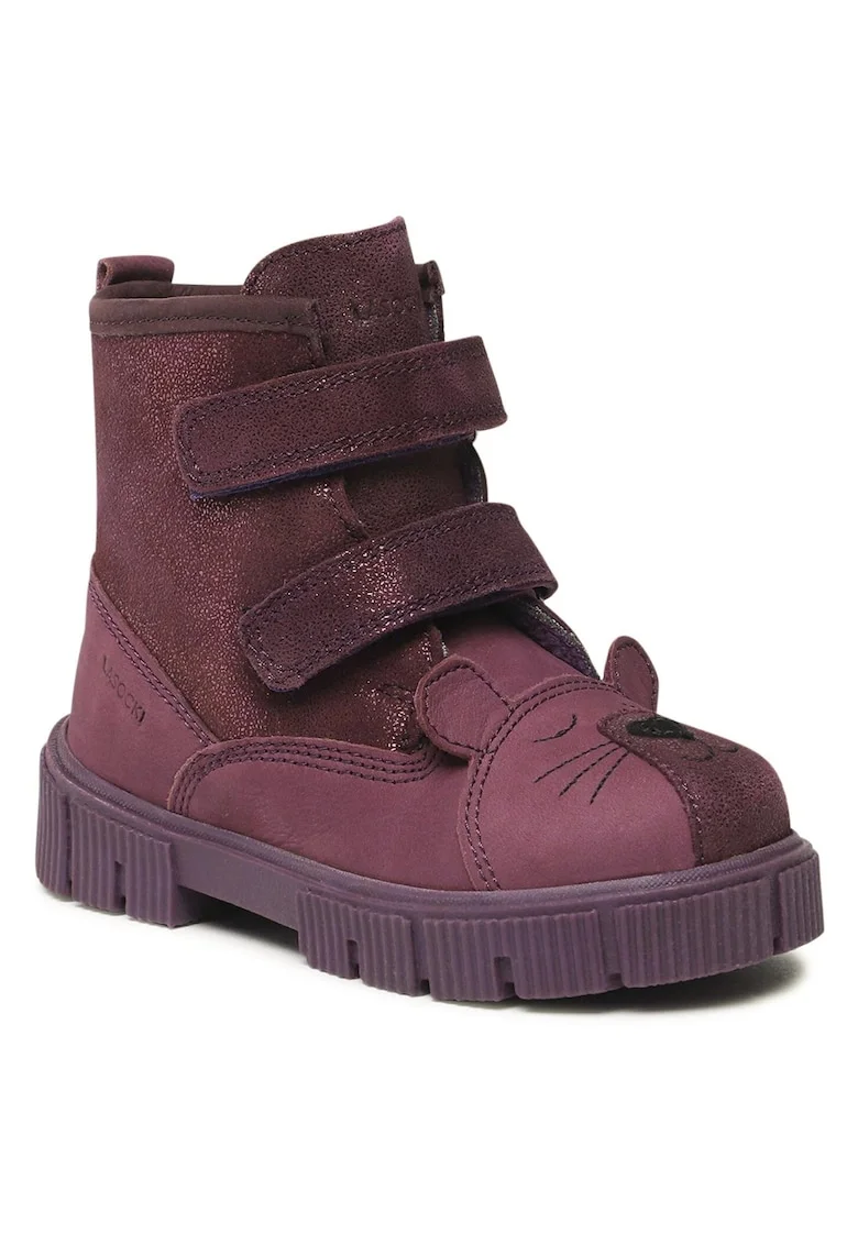 Cizme Fete,  piele naturala, violet, sistem inchidere Velcro, Violet