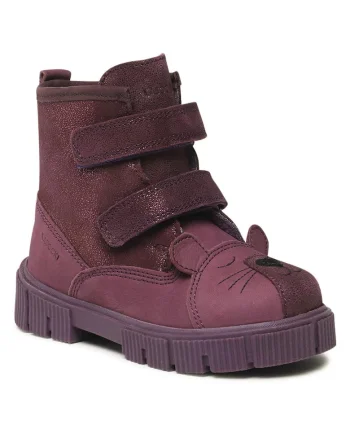 Cizme Fete,  piele naturala, violet, sistem inchidere Velcro, Violet