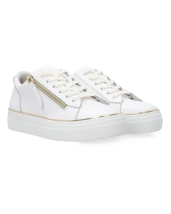 Pantofi sport din piele cu platforma si fermoar