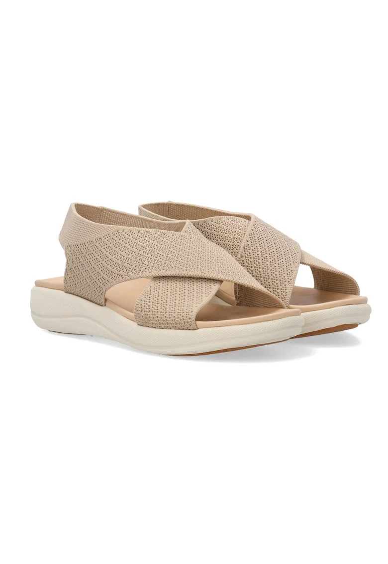 Sandale wedge cu bretele incrucisate din material textil