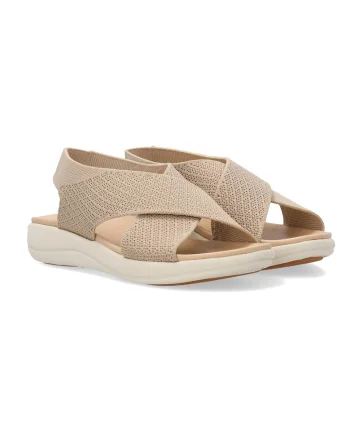Sandale wedge cu bretele incrucisate din material textil