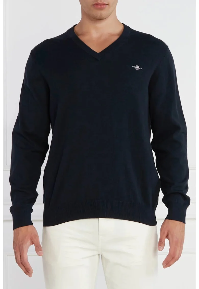 Pulover  decolteu V, bleumarin, Bleumarin