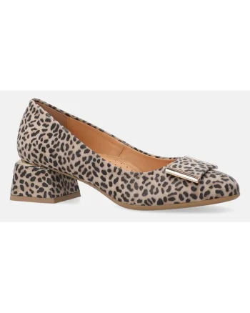 Pantofi din piele intoarsa cu imprimeu leopard