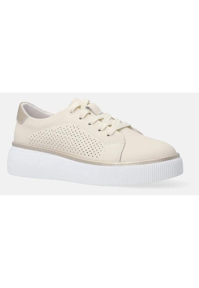 Pantofi sport din piele cu talpa wedge cu aspect ridat