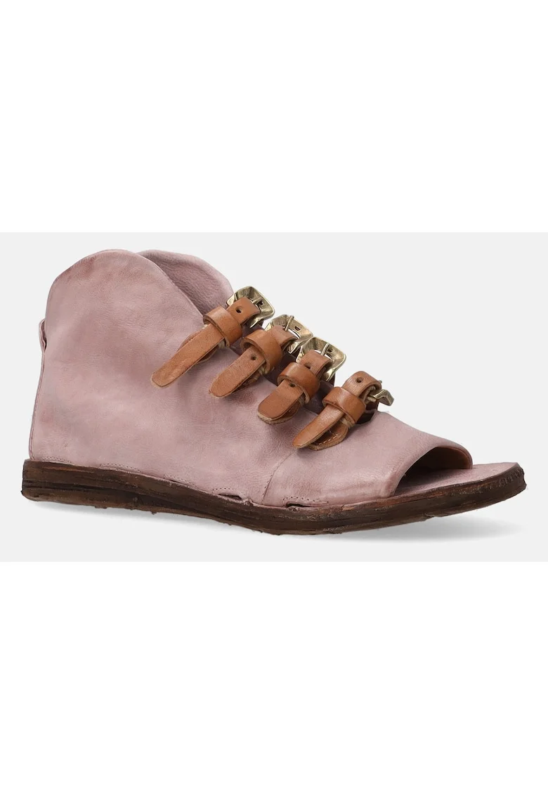Sandale din piele naturala cu catarame decorative
