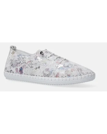 Pantofi sport din piele cu model si sireturi