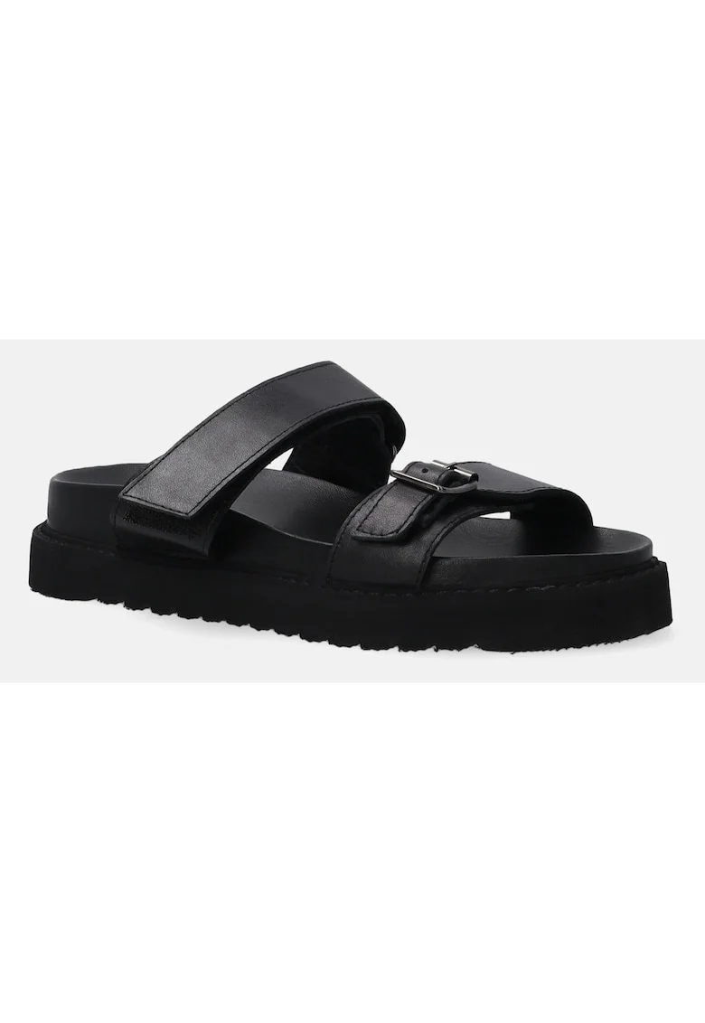 Papuci flatform din piele cu velcro