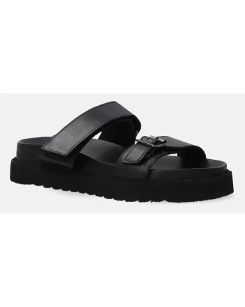 Papuci flatform din piele cu velcro