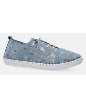 Pantofi sport din piele cu model floral si sireturi