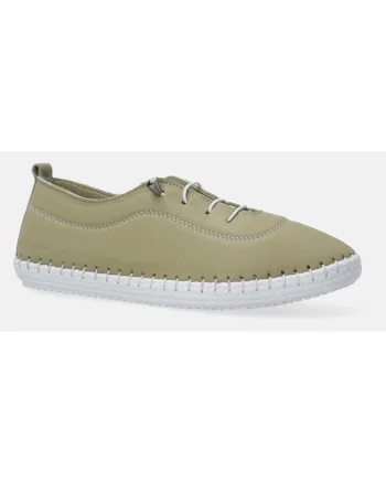 Pantofi sport din piele naturala cu model uni si sireturi