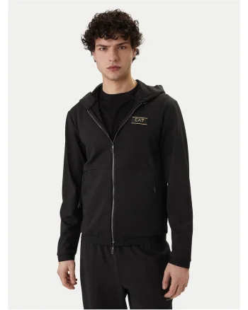 Hanorac barbati,  fermoar, negru, 75% poliamida, 22% viscoza, 3% elastan - 65987, Negru
