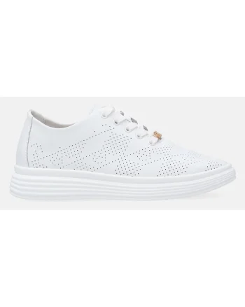 Pantofi sport wedge din piele cu model ajurat si profil jos