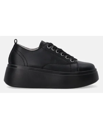 Pantofi sport flatform din piele cu imprimeu uni