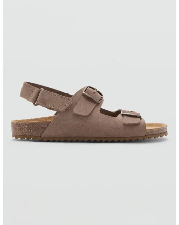 Sandale flatform din piele, Maro deschis