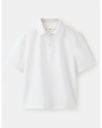 Tricou polo din amestec de in, Alb