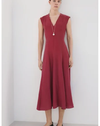 Rochie evazata din amestec de modal, Roz inchis