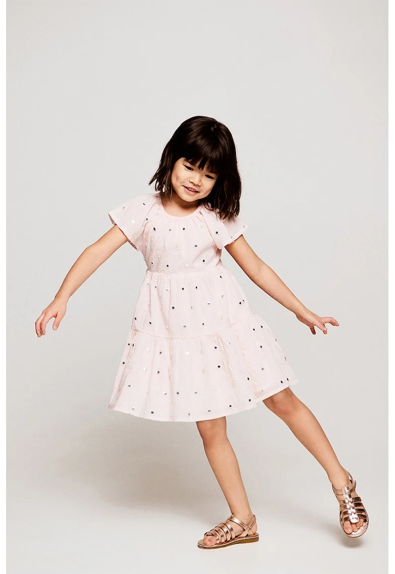 Rochie de bumbac evazata, Roz