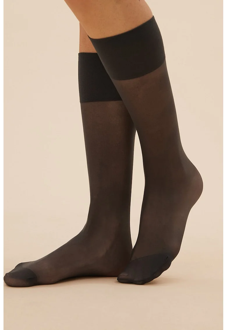 Set de sosete din dres pana la genunchi 10 DEN - 4 perechi, Negru stins