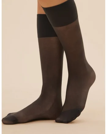 Set de sosete din dres pana la genunchi 10 DEN - 4 perechi, Negru stins