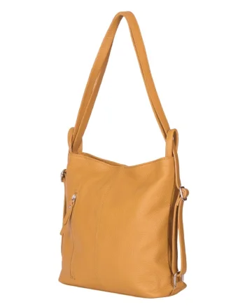 Geanta rucsac 2-in-1 din piele naturala Alesandra galbena