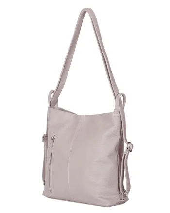 Geanta rucsac 2-in-1 din piele naturala Alesandra gri deschis