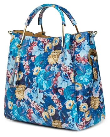 Geanta dama din piele naturala Fabiana cu model floral FF2