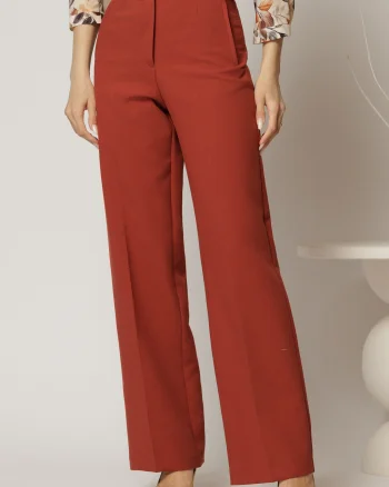 Pantaloni dama caramizii croi dreptcu adaos de viscoza
