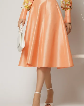 Fusta DY Fashion clos din tafta roz somon