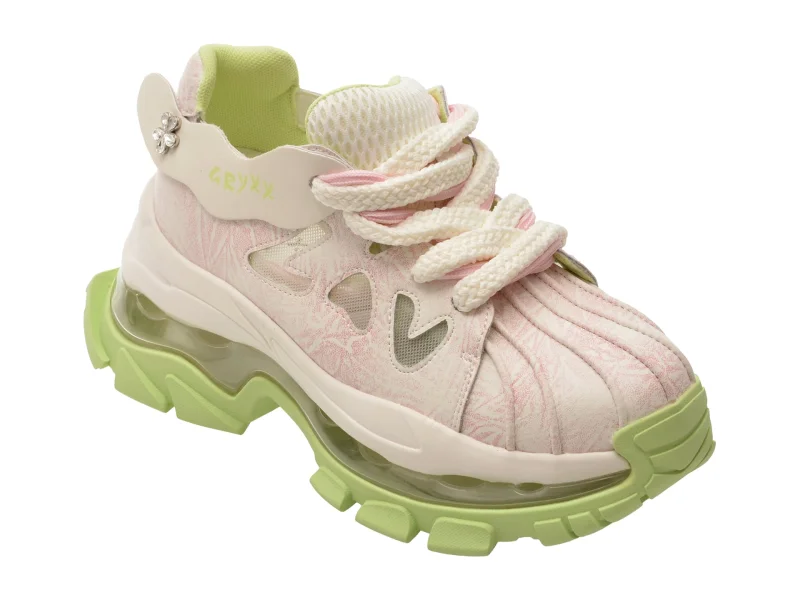 Pantofi sport GRYXX albi, 2027, din piele naturala