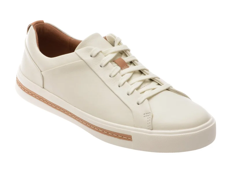 Pantofi sport CLARKS albi, UNMALA, din piele naturala