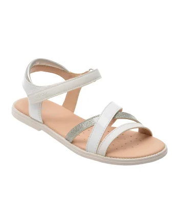 Sandale GEOX albe, J5235D, din piele ecologica