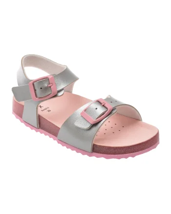 Sandale GEOX argintii, J558MI, din piele ecologica