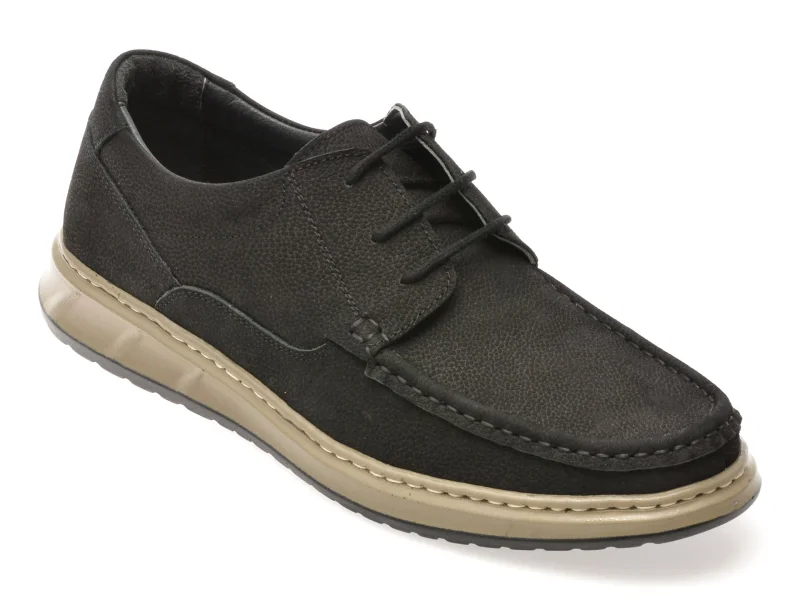 Mocasini SHOWMAN negri, SH4102, din nabuc