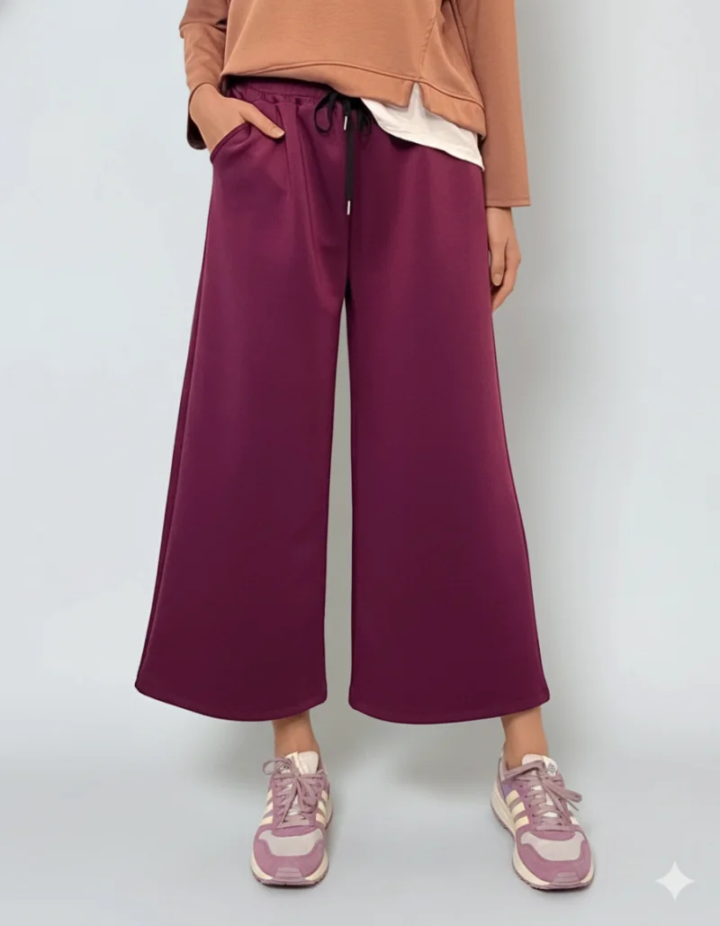 Fustă pantalon cu buzunare și șnur mov - Unica S-L