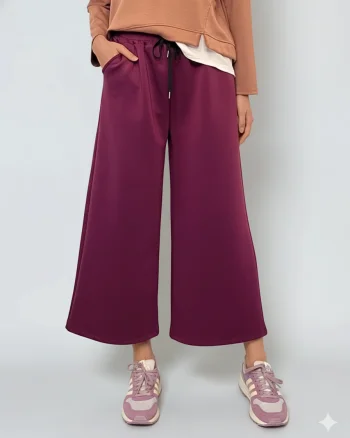 Fustă pantalon cu buzunare și șnur mov - Unica S-L