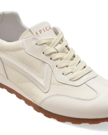Pantofi sport EPICA albi, 59877, din piele naturala