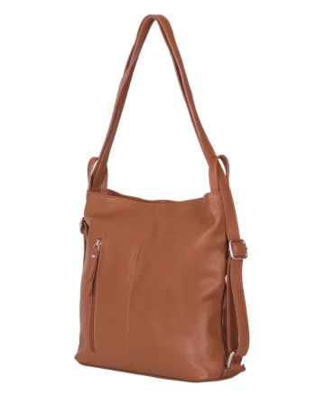 Geanta rucsac 2-in-1 din piele naturala Alesandra maro