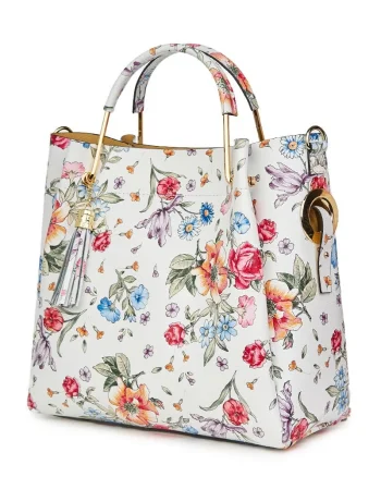 Geanta dama din piele naturala Fabiana cu model floral