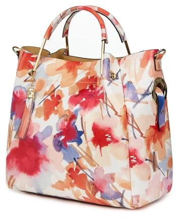 Geanta dama din piele naturala Fabiana cu model floral FF4