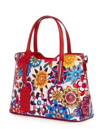 Geanta dama din piele cu model floral Mariella FF7