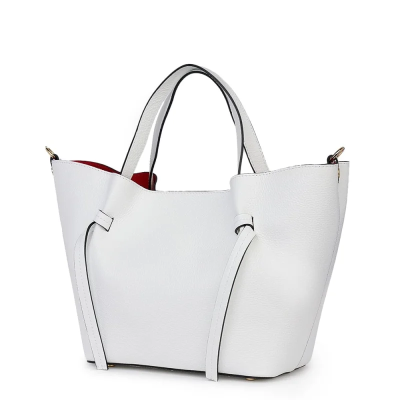 Geanta shopper din piele naturala Veronica alba