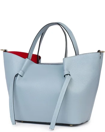 Geanta shopper din piele naturala Veronica bleu