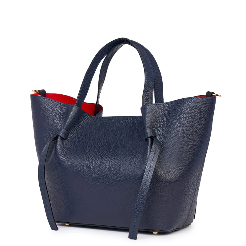 Geanta shopper din piele naturala Veronica bleumarin