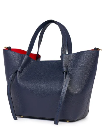 Geanta shopper din piele naturala Veronica bleumarin