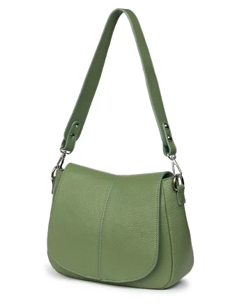 Geanta din piele naturala Roberta verde menta