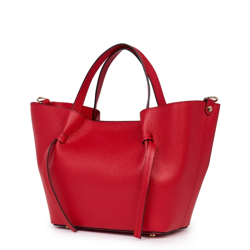 Geanta shopper din piele naturala Veronica rosie