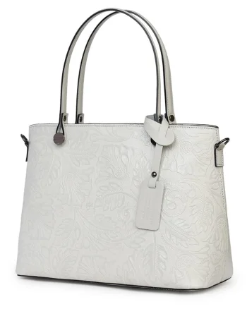 Geanta piele cu model floral Monica gri