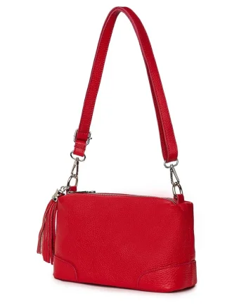 Poseta din piele cu trei compartimente Irene rosie